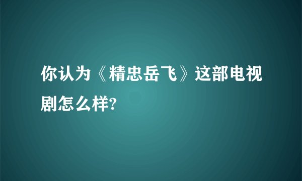 你认为《精忠岳飞》这部电视剧怎么样?