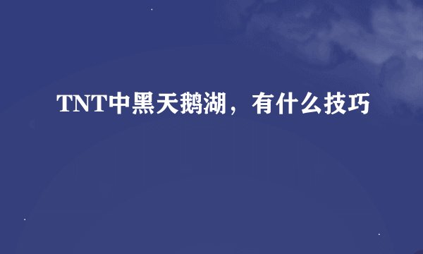 TNT中黑天鹅湖，有什么技巧