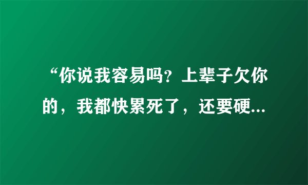 “你说我容易吗？上辈子欠你的，我都快累死了，还要硬挺着，就这样~~~”是什么歌？