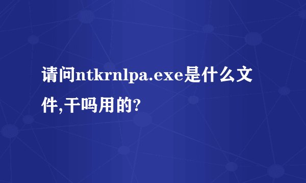 请问ntkrnlpa.exe是什么文件,干吗用的?