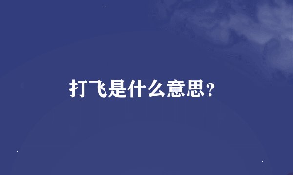 打飞是什么意思？