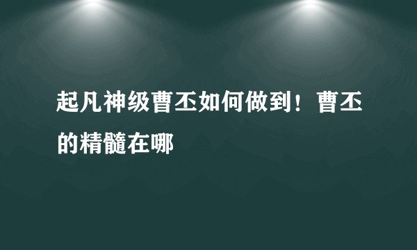 起凡神级曹丕如何做到！曹丕的精髓在哪