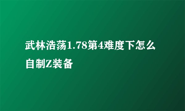 武林浩荡1.78第4难度下怎么自制Z装备