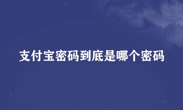 支付宝密码到底是哪个密码