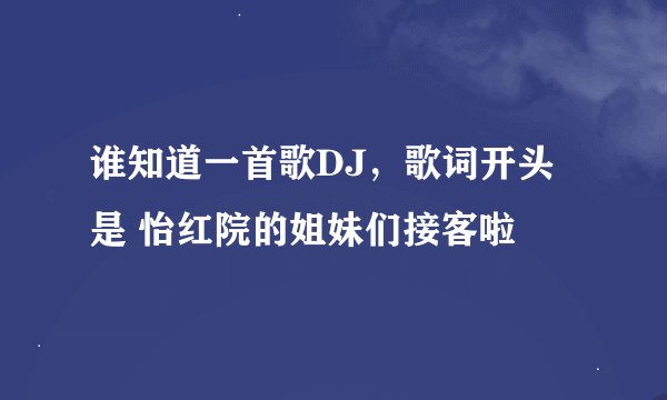 谁知道一首歌DJ，歌词开头是 怡红院的姐妹们接客啦