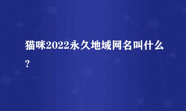 猫咪2022永久地域网名叫什么?