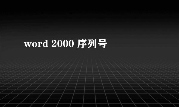word 2000 序列号