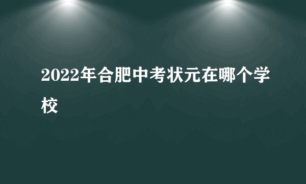 2022年合肥中考状元在哪个学校