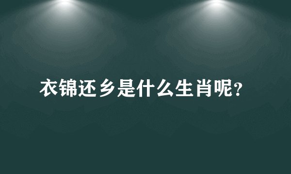 衣锦还乡是什么生肖呢？