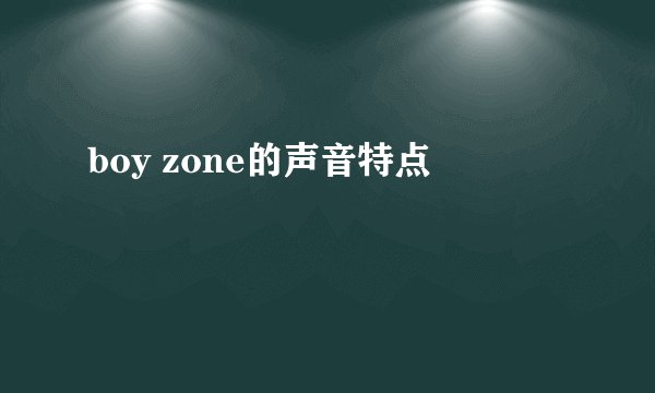 boy zone的声音特点