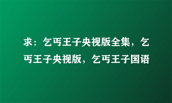 求：乞丐王子央视版全集，乞丐王子央视版，乞丐王子国语