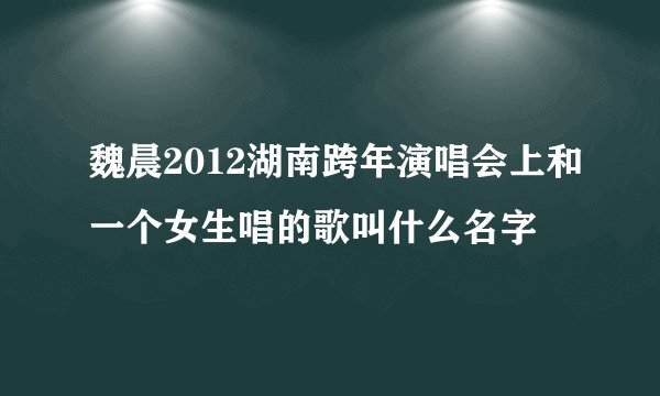 魏晨2012湖南跨年演唱会上和一个女生唱的歌叫什么名字