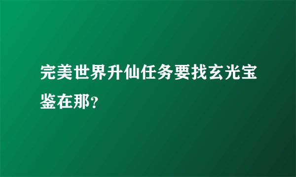 完美世界升仙任务要找玄光宝鉴在那？