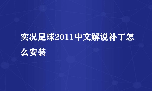 实况足球2011中文解说补丁怎么安装