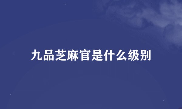 九品芝麻官是什么级别