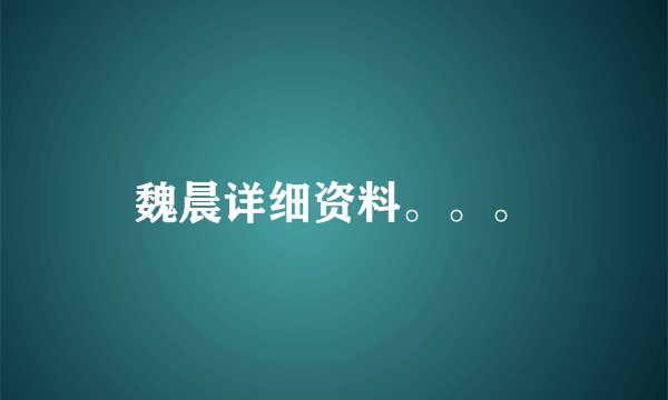 魏晨详细资料。。。
