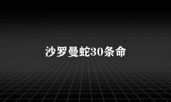 沙罗曼蛇30条命