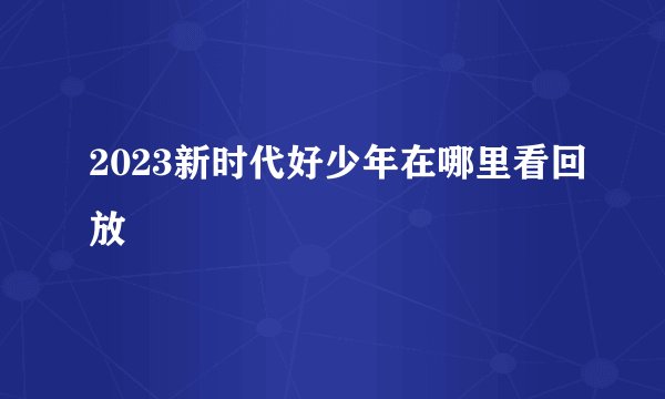 2023新时代好少年在哪里看回放