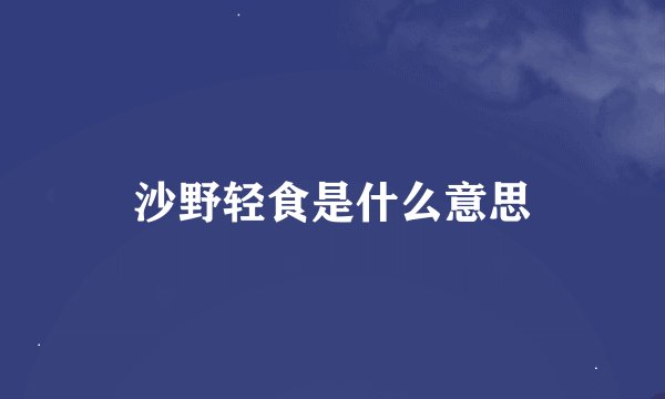 沙野轻食是什么意思