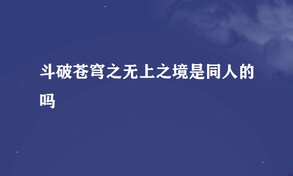 斗破苍穹之无上之境是同人的吗