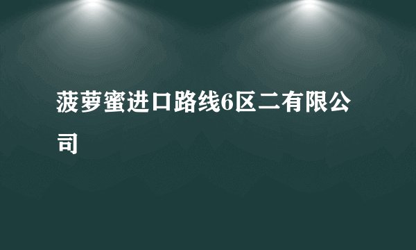 菠萝蜜进口路线6区二有限公司