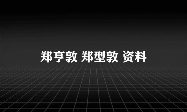 郑亨敦 郑型敦 资料