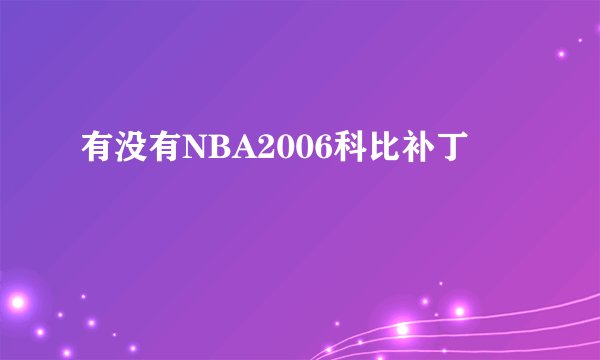 有没有NBA2006科比补丁