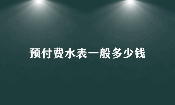 预付费水表一般多少钱
