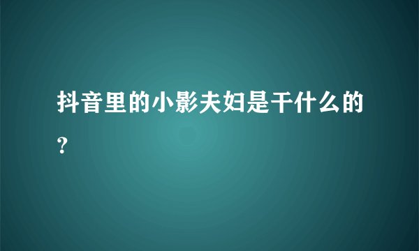 抖音里的小影夫妇是干什么的？