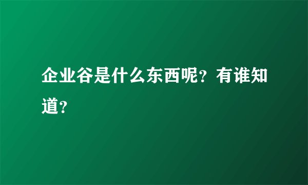 企业谷是什么东西呢？有谁知道？