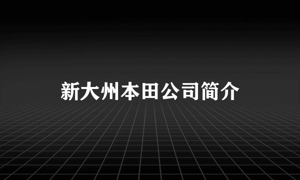 新大州本田公司简介