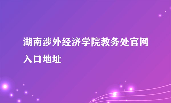 湖南涉外经济学院教务处官网入口地址