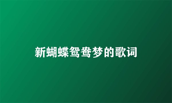 新蝴蝶鸳鸯梦的歌词