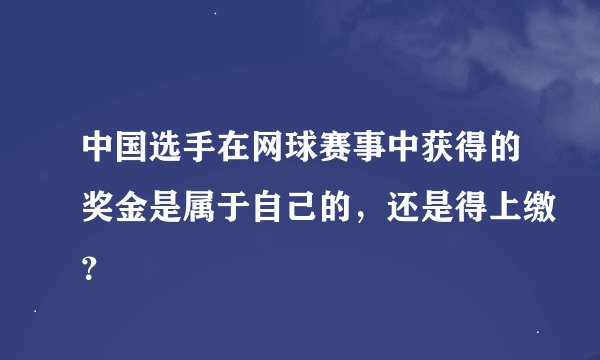 中国选手在网球赛事中获得的奖金是属于自己的，还是得上缴？