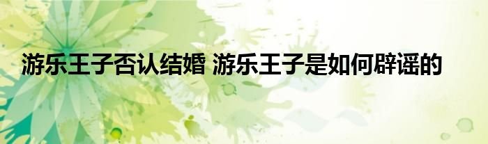 游乐王子否认结婚游乐王子是如何辟谣的