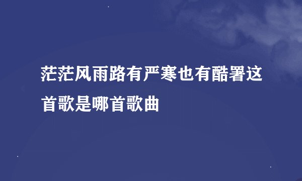 茫茫风雨路有严寒也有酷署这首歌是哪首歌曲