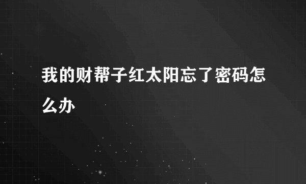 我的财帮子红太阳忘了密码怎么办