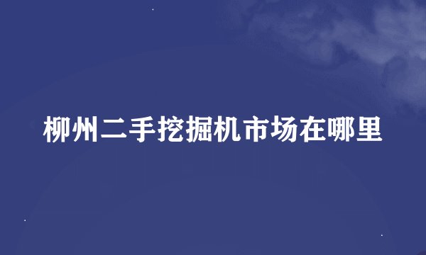 柳州二手挖掘机市场在哪里