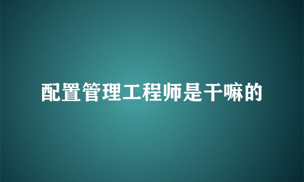 配置管理工程师是干嘛的