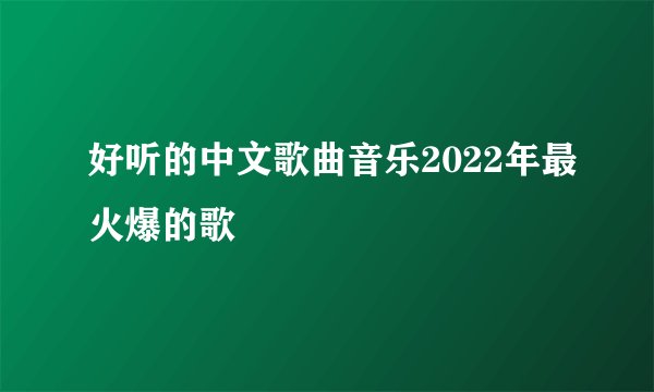 好听的中文歌曲音乐2022年最火爆的歌