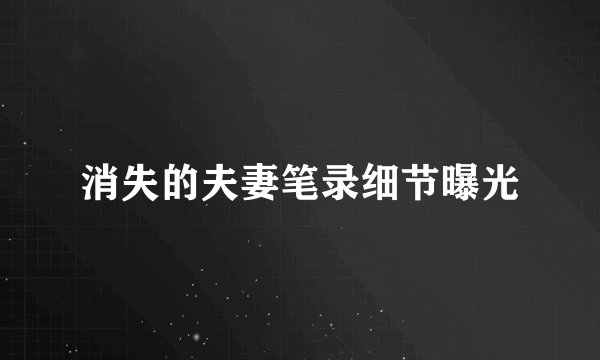消失的夫妻笔录细节曝光