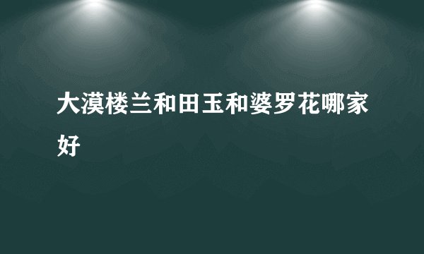 大漠楼兰和田玉和婆罗花哪家好