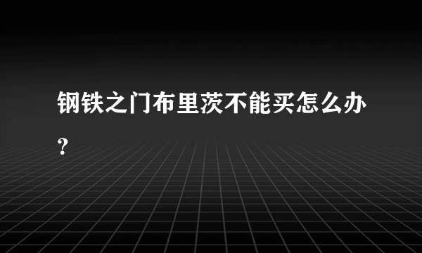 钢铁之门布里茨不能买怎么办？