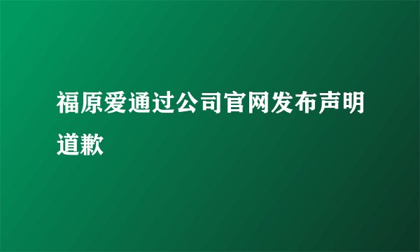 福原爱通过公司官网发布声明道歉
