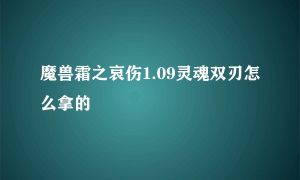 魔兽霜之哀伤1.09灵魂双刃怎么拿的