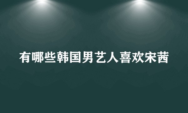 有哪些韩国男艺人喜欢宋茜