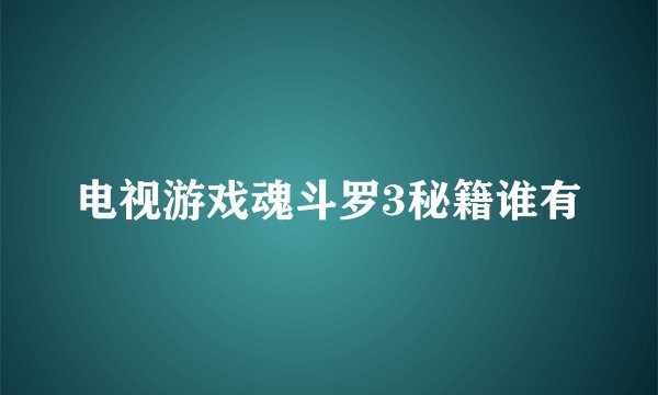 电视游戏魂斗罗3秘籍谁有