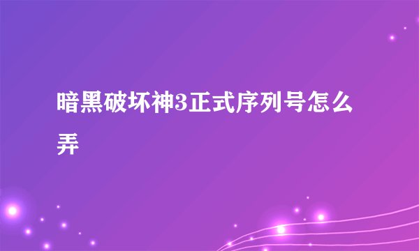 暗黑破坏神3正式序列号怎么弄