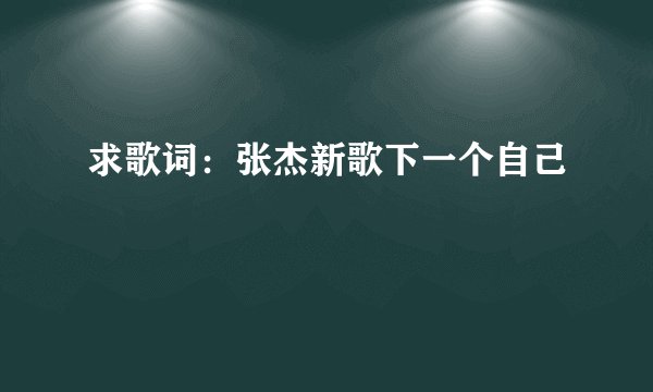 求歌词:张杰新歌下一个自己