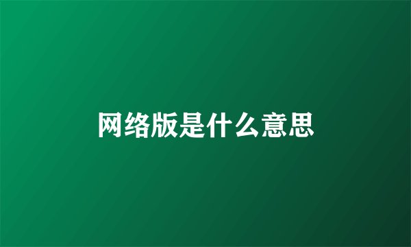 网络版是什么意思